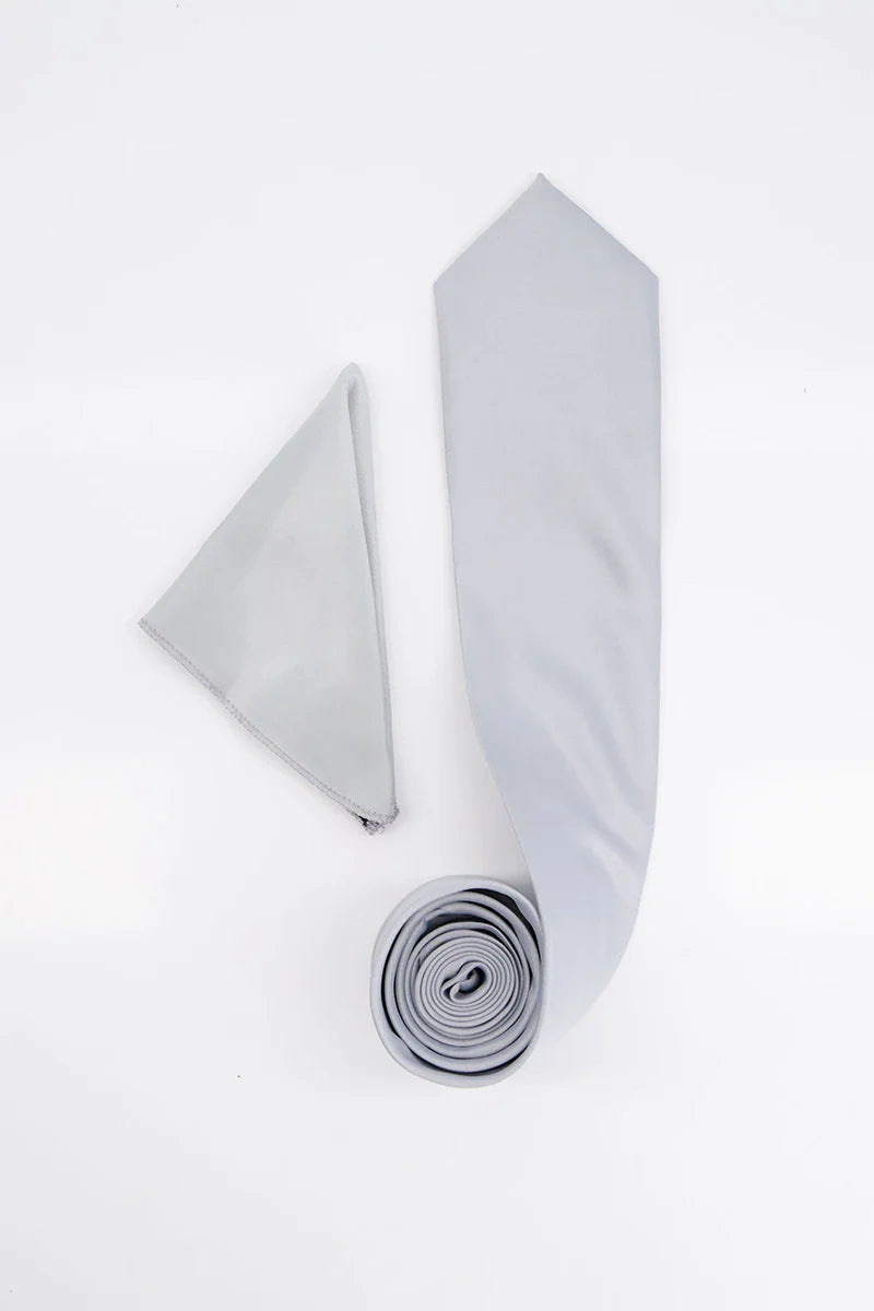 Tifone Tie & Pocket Square-GRY
