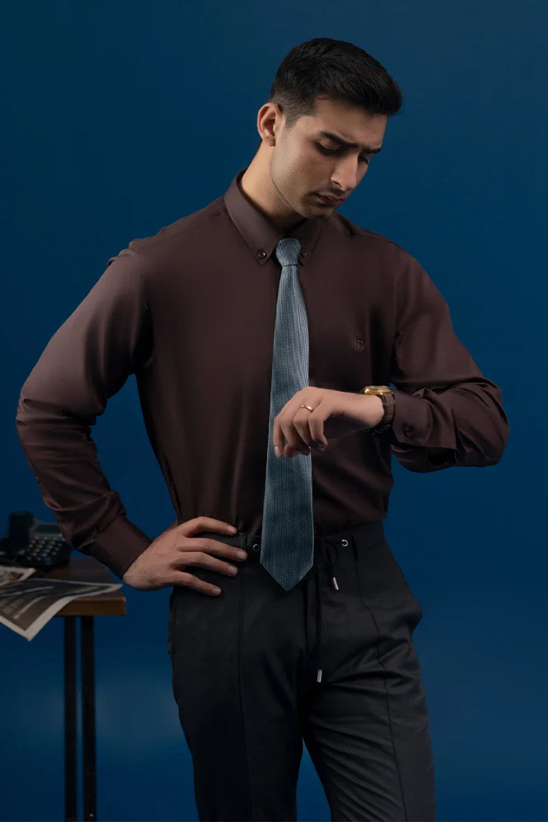 Connemara Formal Shirt-Dark Brown