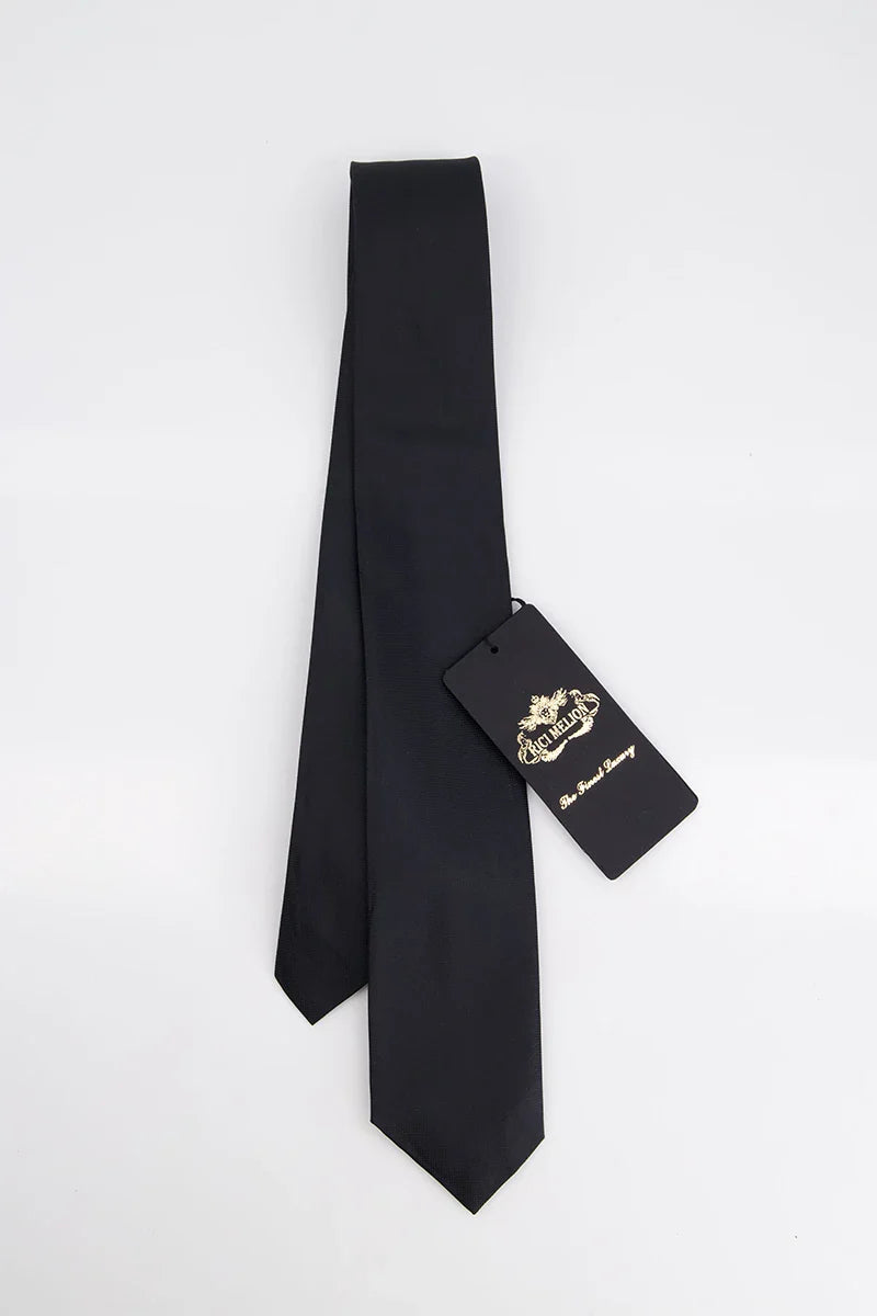 Tifone Tie & Pocket Square-BLK