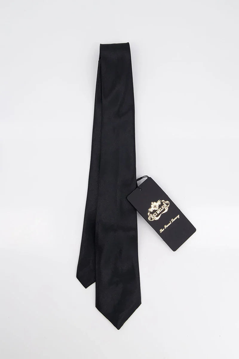 Avvento Tie & Pocket Sqaure-BLK